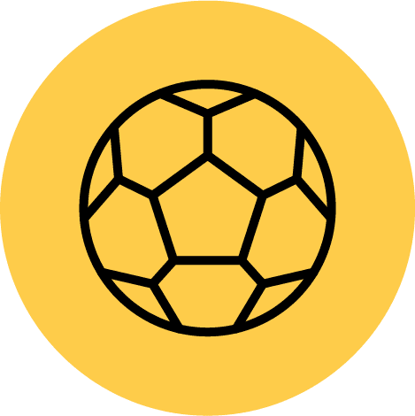 Icon of a football, representing the benefits of commercial solar panels for sport club buildings.