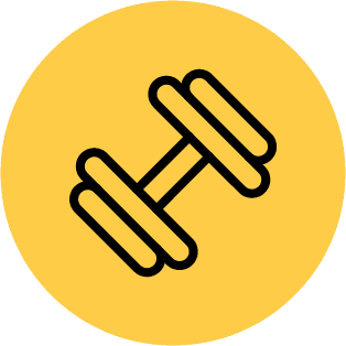 Icon of a dumbbell, representing the benefits of installing solar panels for hospitality and leisure businesses.