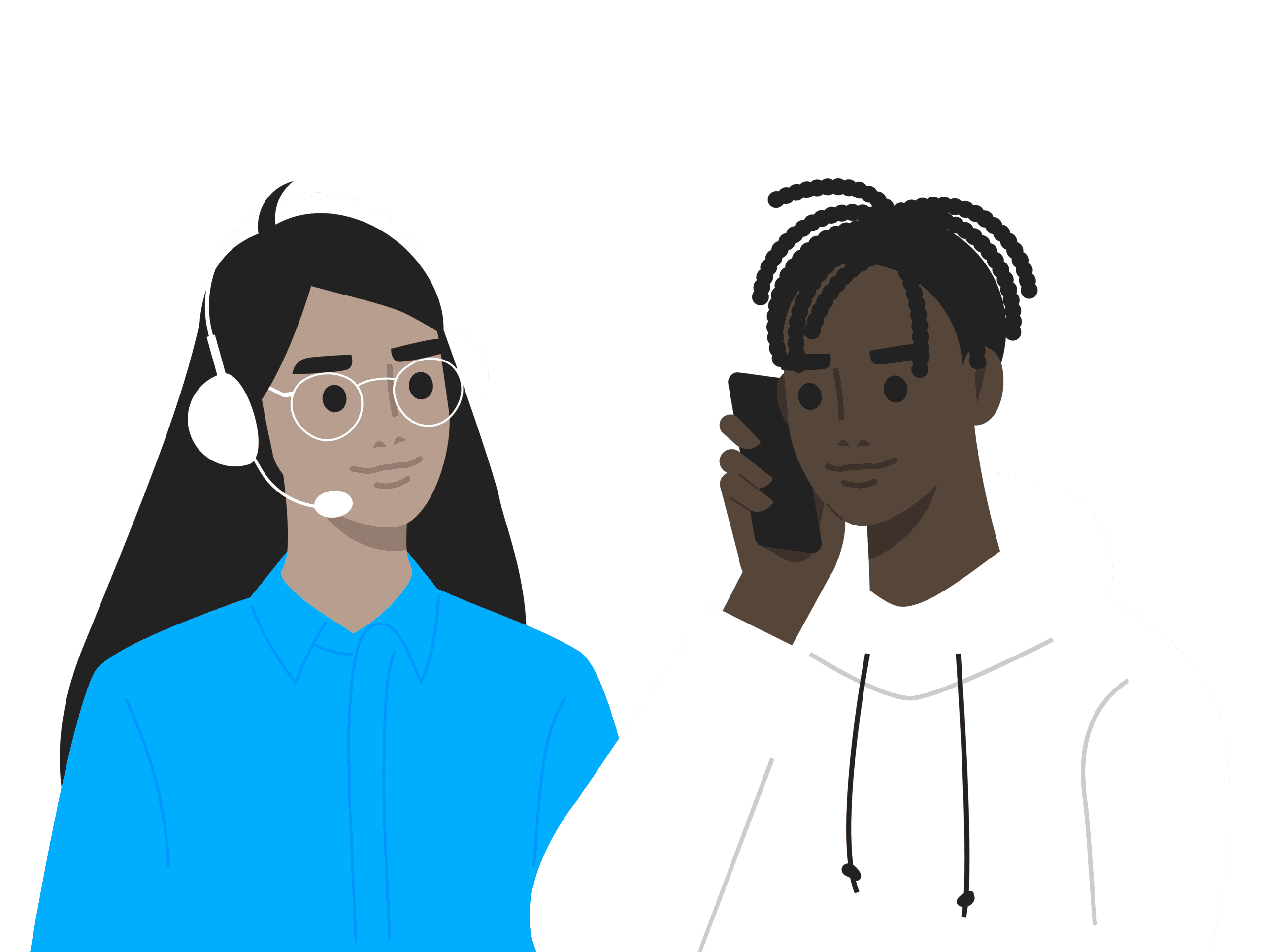 An illustration of a Utilita Business Energy call agent talking on the phone to a Large Business customer.